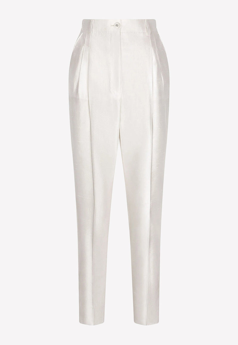 High-Waist Shantung Tailored Pants
