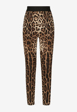 Leopard-Print Charmeuse Leggings