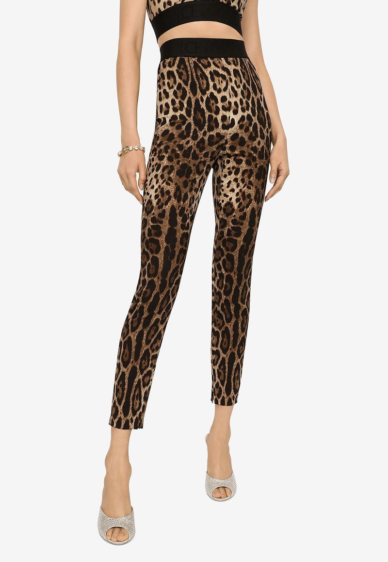 Leopard-Print Charmeuse Leggings