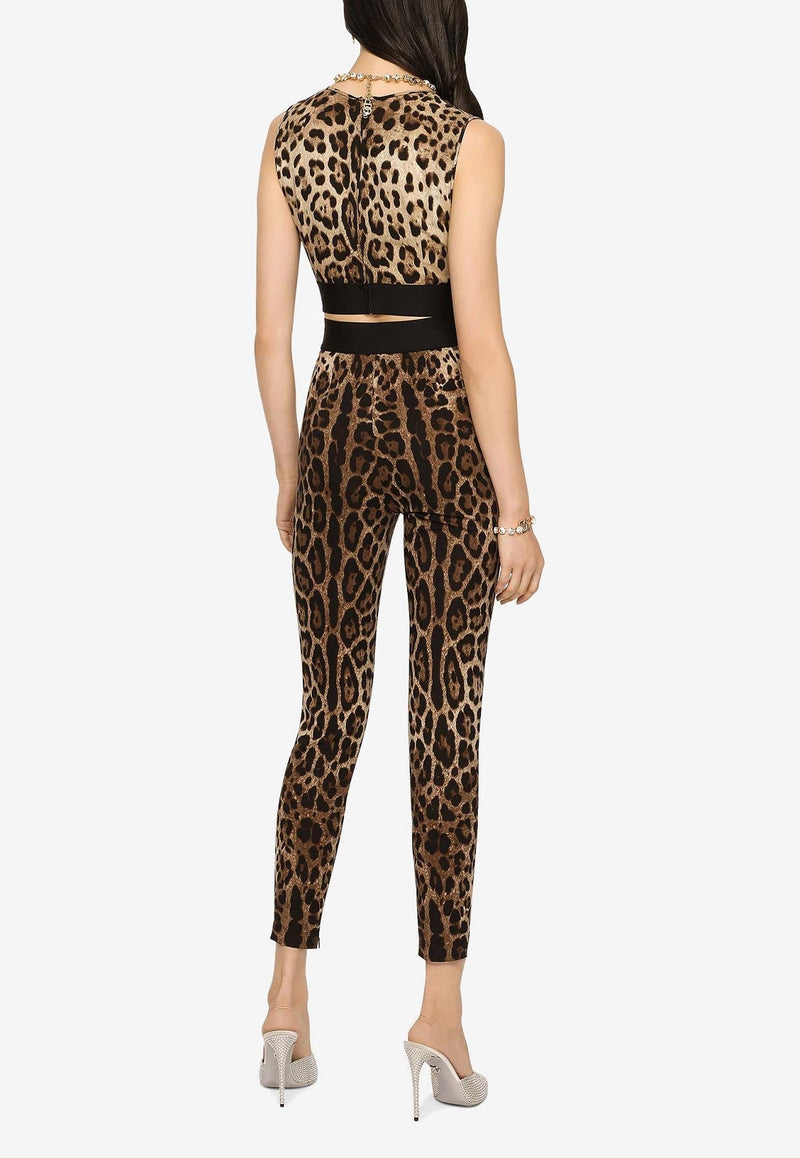 Leopard-Print Charmeuse Leggings