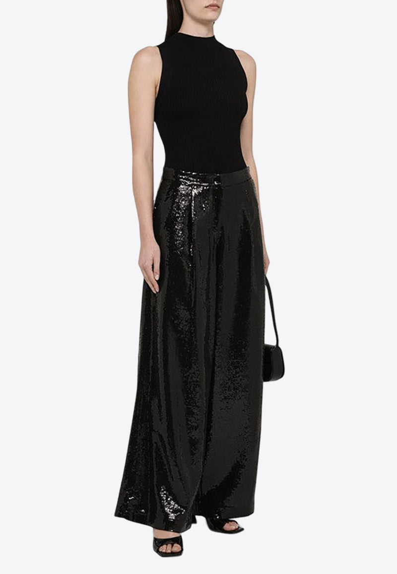 Sequin Embellished Wide-Leg Pants