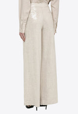 Sequin Embellished Wide-Leg Pants