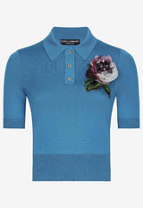 Floral Appliqué Polo T-shirt