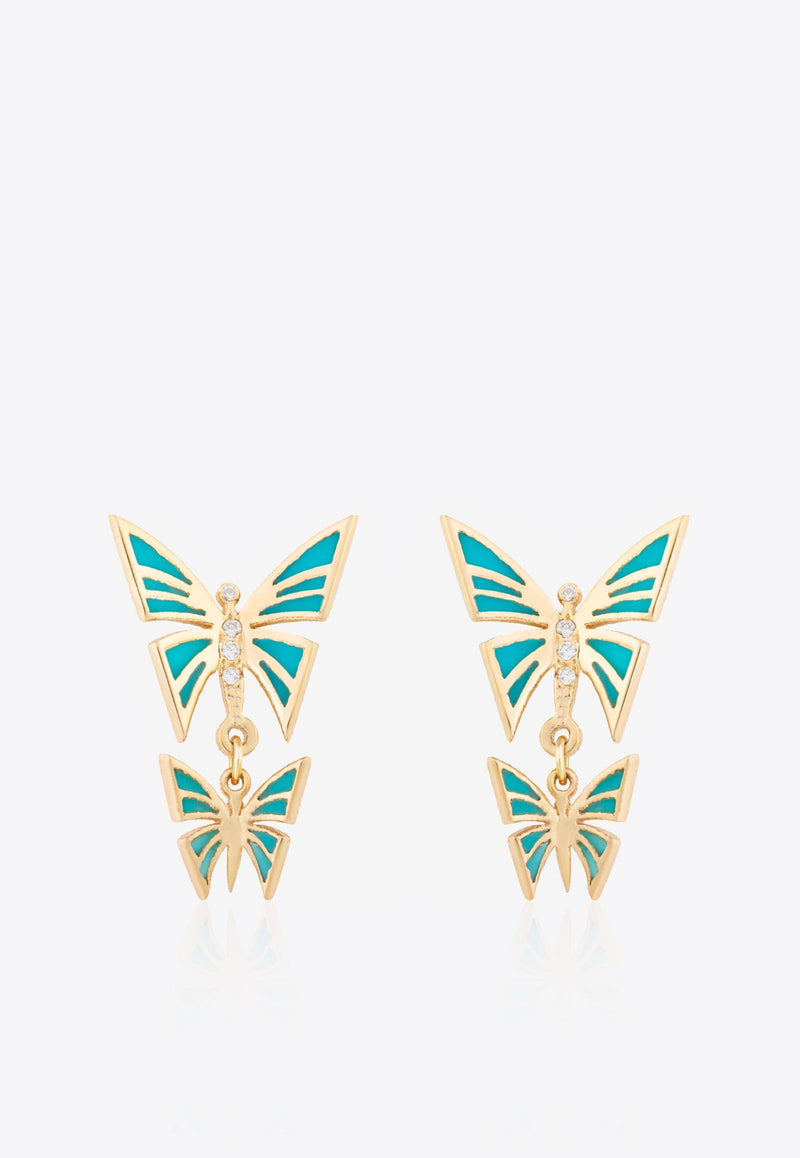 My Dream is to Fly Dangle Earrings in 18-Karat Yellow Gold with Diamonds