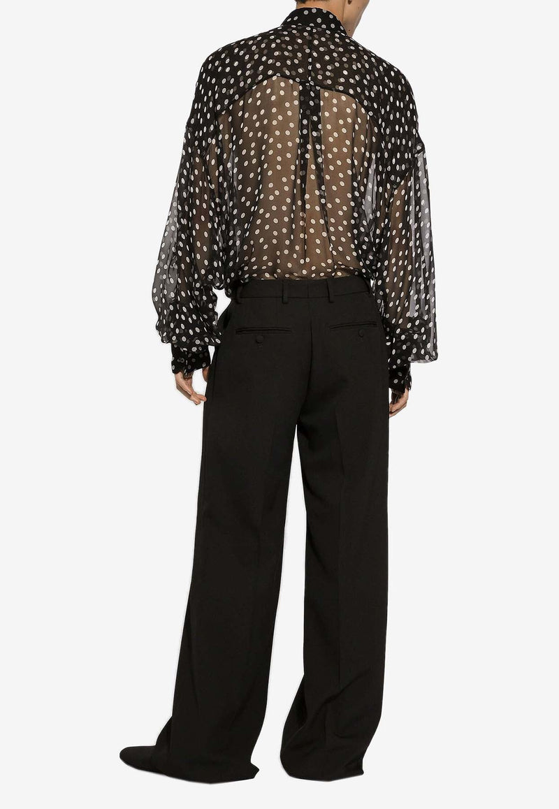 Super-Oversize Polka Dot Chiffon Shirt