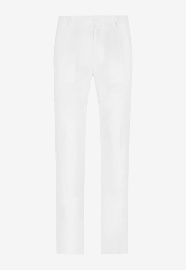 Stretch Linen-Blend Pants