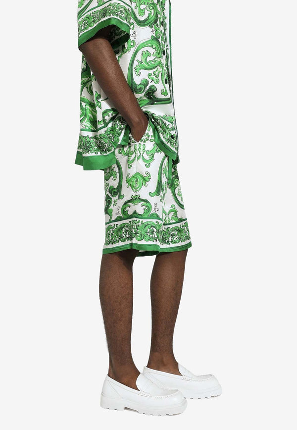 Majolica Print Silk Shorts