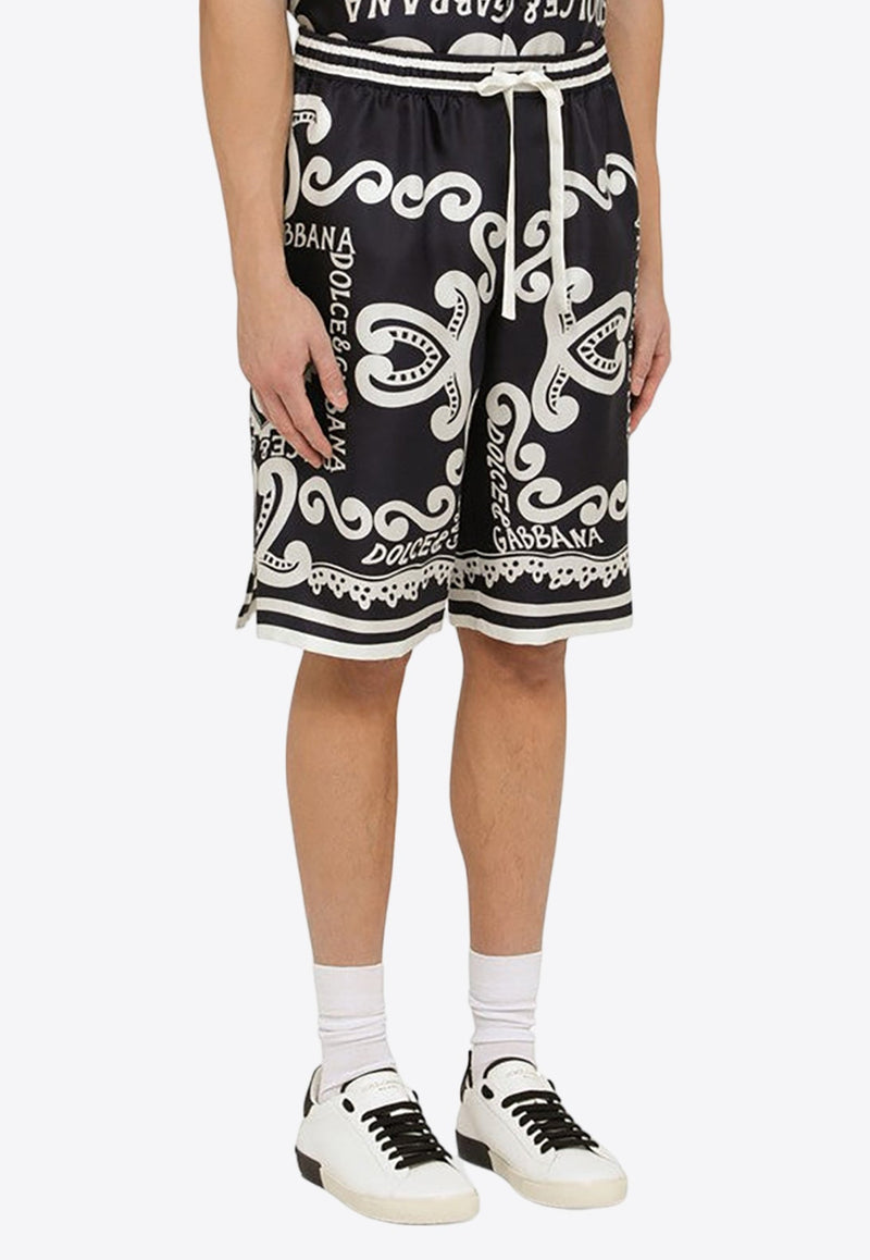 Marina-Printed Silk Shorts
