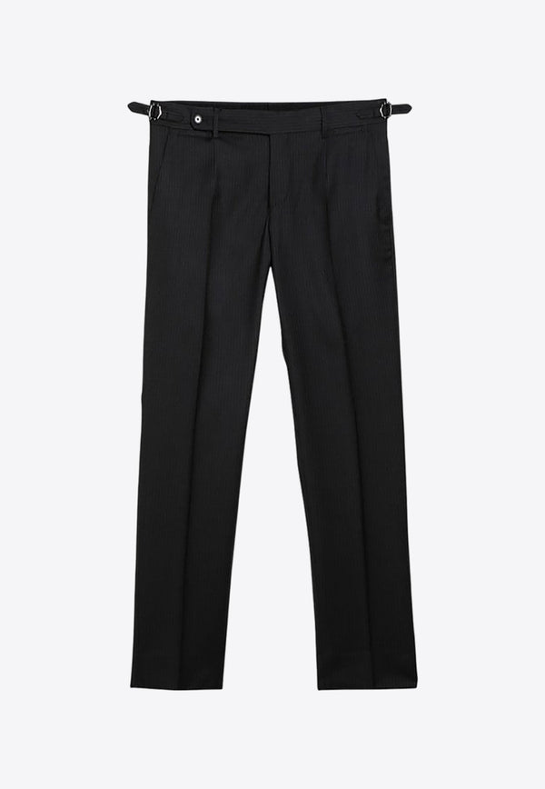 Pinstriped Tailored Wool Pants