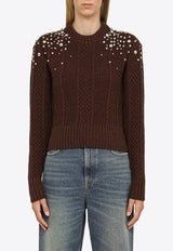 Rhinestone-Embellished Wool Sweater