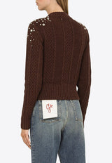 Rhinestone-Embellished Wool Sweater