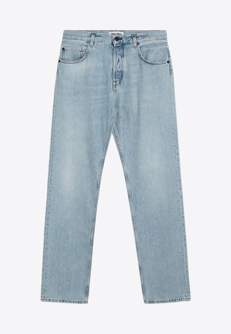 Straight-Leg Washed Jeans