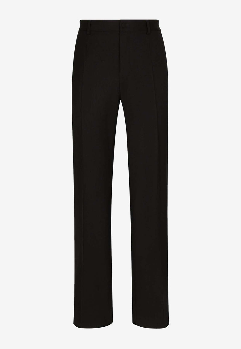 Straight-Leg Tailored Wool Pants