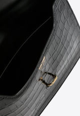 Croc-Embossed Calfskin Pouch