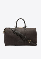 Croc-Embossed Leather Duffel Bag