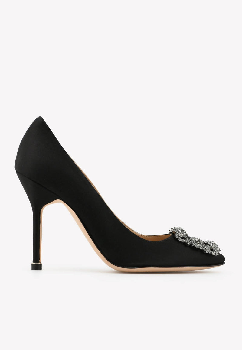 Hangisi 105 FMC Crystal Buckle Satin Pumps