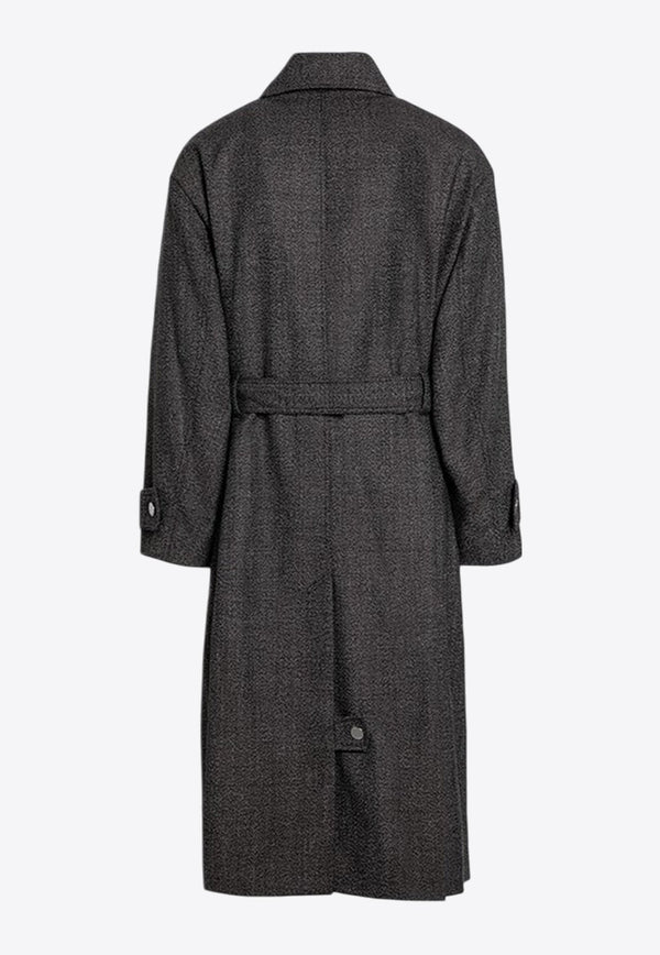 Wool-Blend Belted Long Overcoat