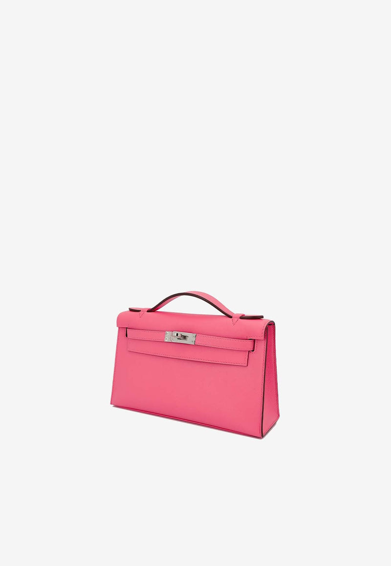 Kelly Pochette Clutch Bag in Rose Azalee Swift with Palladium Hardware