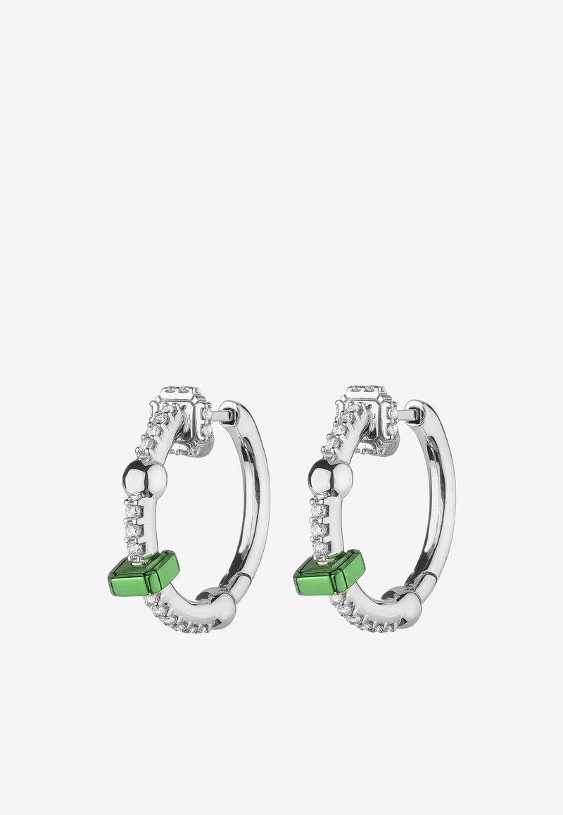 Mini Hoop Earrings in 18-karat White Gold with Diamonds