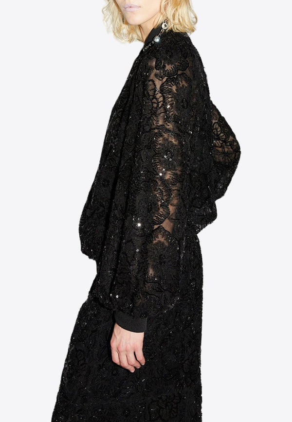 Flynn Sequined Tulle Bomber Jacket