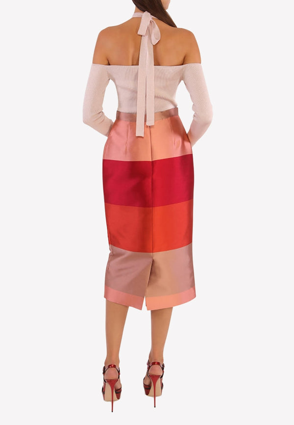 Colorblock Sheath Midi Skirt