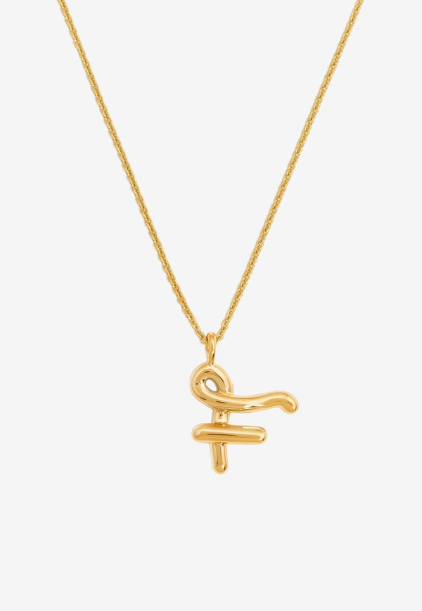 Curly Molten Initial F Pendant Necklace