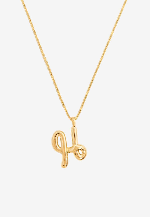 Curly Molten Initial H Pendant Necklace