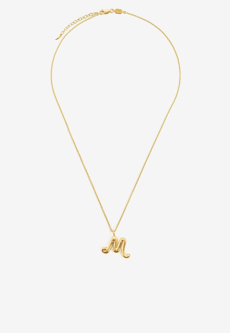 Curly Molten Initial M Pendant Necklace