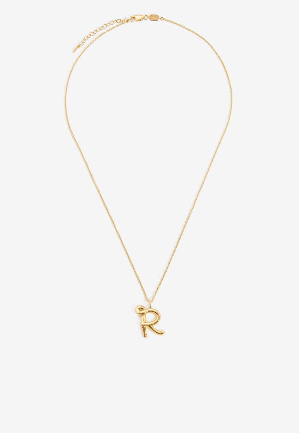 Curly Molten Initial R Pendant Necklace