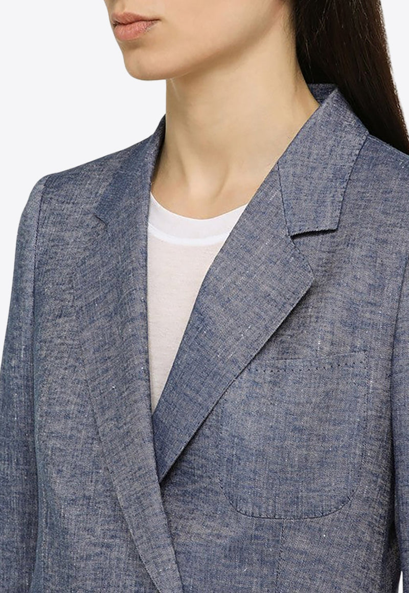 Double-Breasted Blazer in Linen Blend