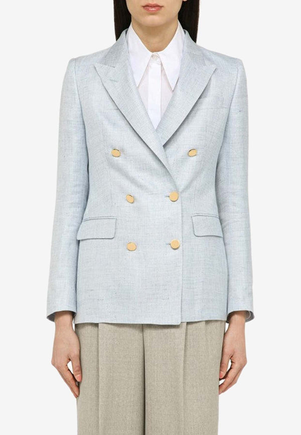 Linen-Blend Double-Breasted Blazer