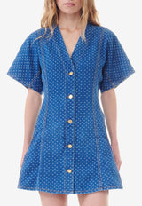 Polka Dot Mini Denim Dress