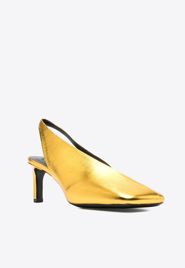 70 Slingback Pumps in Metallic Leather