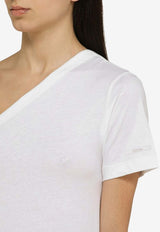 One-Shoulder Logo-Patch T-shirt