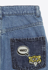 Girls Logo Patch Straight-Leg Jeans