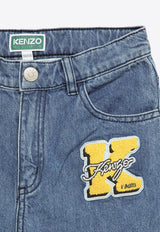 Girls Logo Patch Straight-Leg Jeans