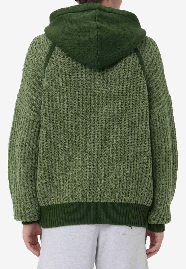 Textured Knit Drawstring Hoodie