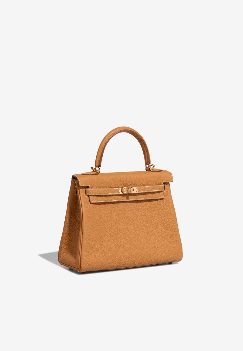 Kelly 25 in Sable Naturel Togo Leather with Gold Hardware