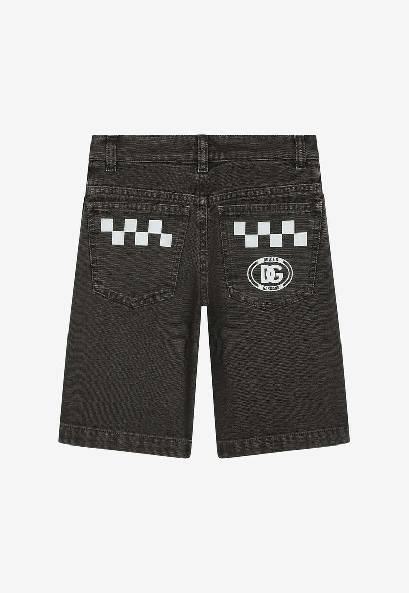 Boys Logo Print Canvas Shorts