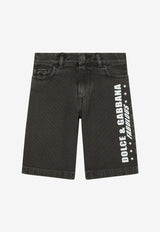 Boys Logo Print Canvas Shorts