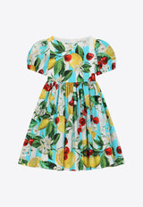 Girls Lemon and Cherry Print Dress