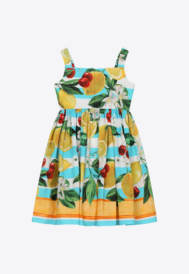 Girls Lemon and Cherry Print Dress