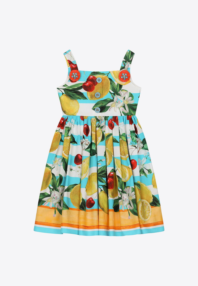 Girls Lemon and Cherry Print Dress