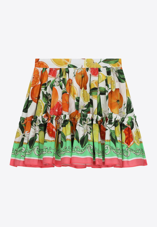 Girls Lemon and Orange Print Skirt