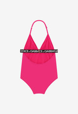 Girls Logo Print One-Piece Swimsuit