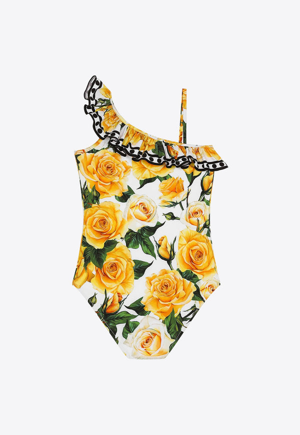 Girls Rose Print One-Piece Swimsuit