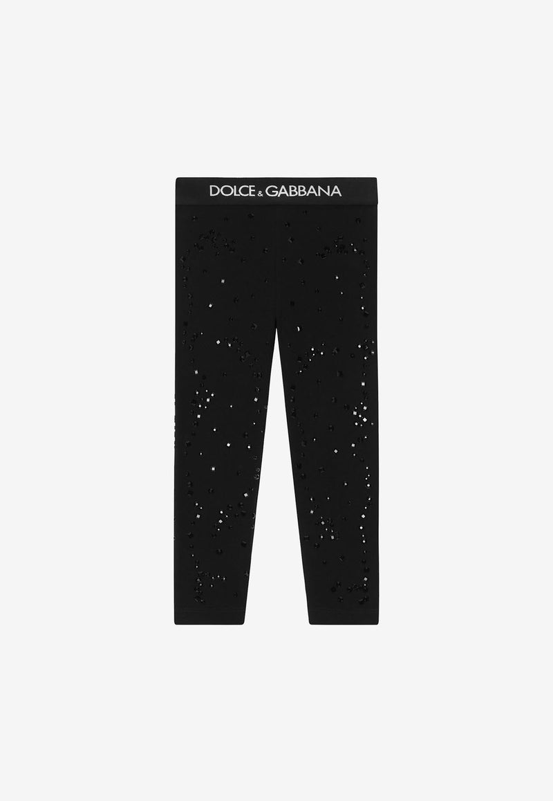 Girls Rhinestone Embellished Leggings