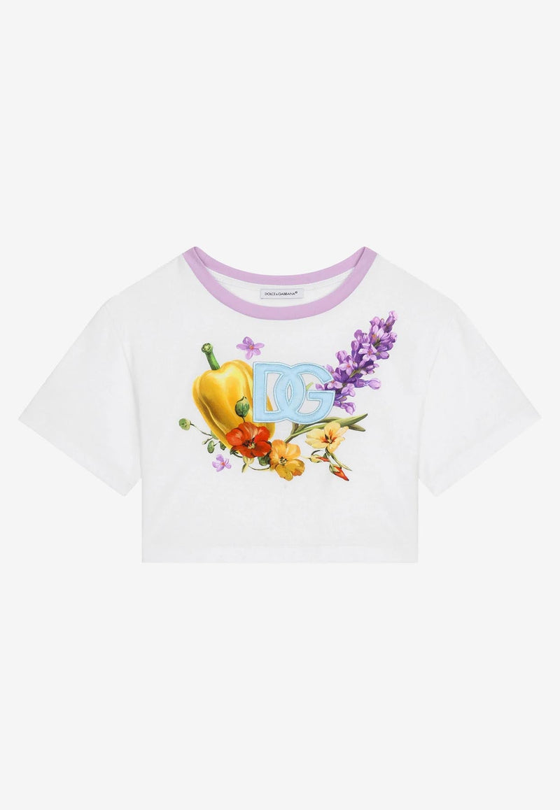 Girls DG Logo Patch Cropped T-shirt