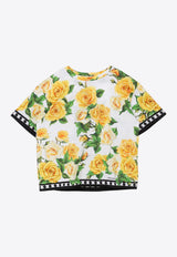 Girls Rose Print T-shirt