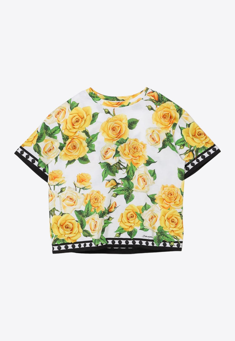 Girls Rose Print T-shirt